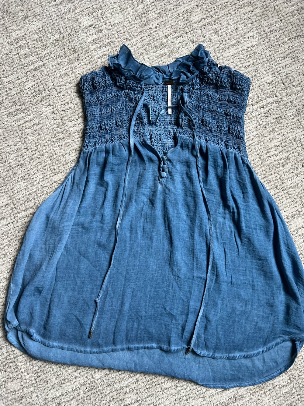 Free People Smocked Neck Sleeveless Top